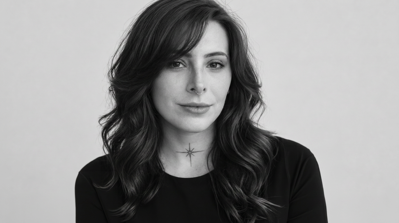 Black-and-white portrait of Fernanda Trog